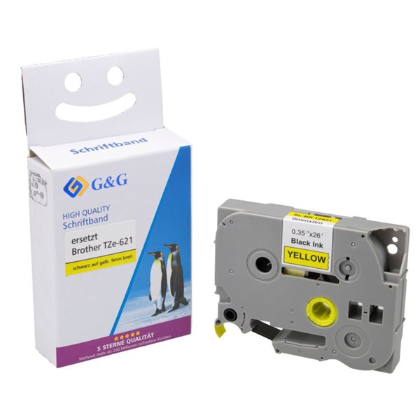 G&G nastro 9mm x 8m ne - gia. comp. c. Brother TZe-621