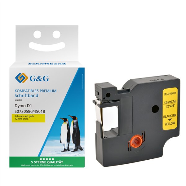 G&G nastro 12mm x 7m ne-gia. comp. c. Dymo D1/ 45018/ S072058