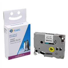 G&G nastro 12mm x 8m ne-bi. comp. c. Brother Tze-231