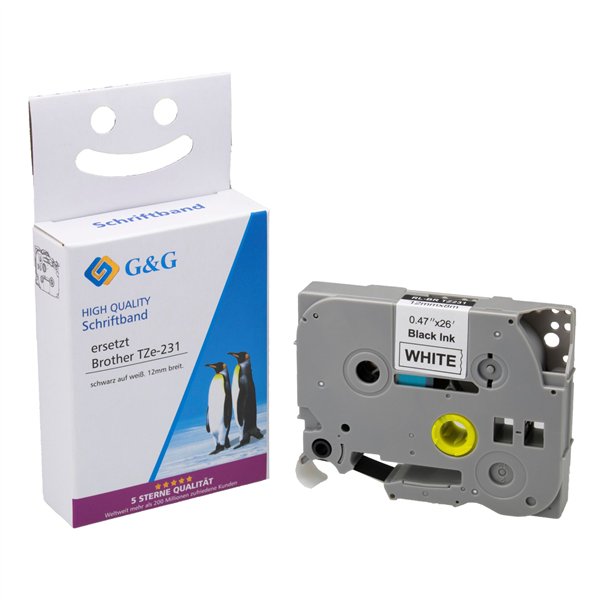 G&G nastro 12mm x 8m ne-bi. comp. c. Brother Tze-231