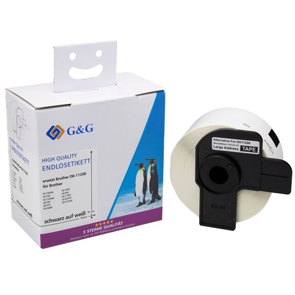 G&G etichette 38mm x 90mm ne-bi. comp. c. Brother DK-11208