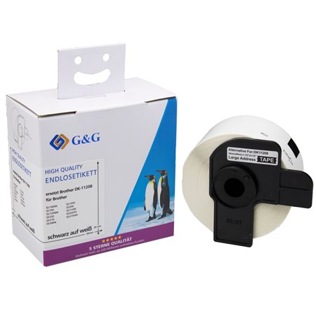 G&G etichette 38mm x 90mm ne-bi. comp. c. Brother DK-11208