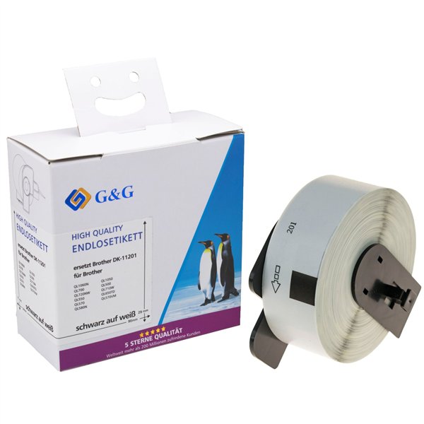 G&G etichette 29mm x 90mm ne-bi. comp. c. Brother DK-11201