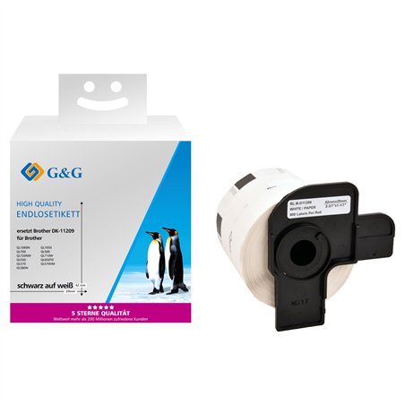 G&G etichette 29mm x 62mm ne-bi. comp. c. Brother DK-11209