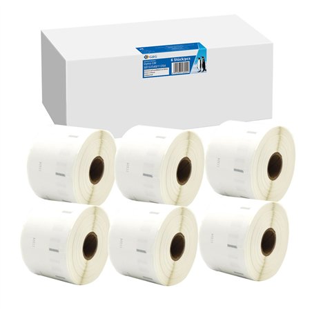 6x G&G etichette 32mm x 57mm ne. comp. c. Dymo 11354/ s0722540