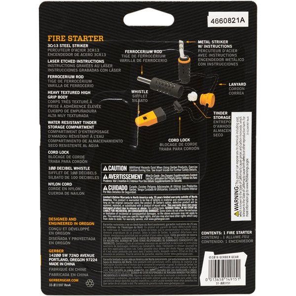 Gerber Fire Starter Ferrocerium Rod