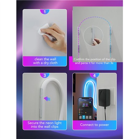 Govee Neon corda lumin. 2 Clips 5 pz. bianco