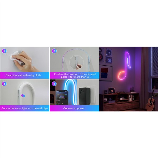 Govee Neon corda lumin. 2 Clips 5 pz. bianco