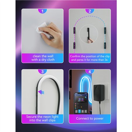 Govee Neon corda lumin. 2 Clips 5 pz. nero