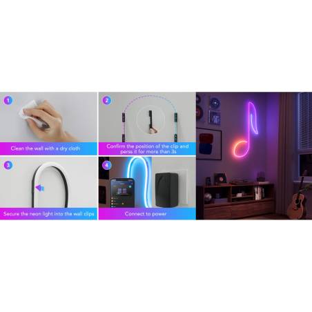 Govee Neon corda lumin. 2 Clips 5 pz. nero