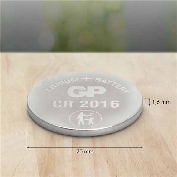 1x5 GP CR 2016 Lithium 3 Volt batt. a bottone        0602016C5