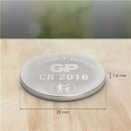 1x5 GP CR 2016 Lithium 3 Volt batt. a bottone        0602016C5
