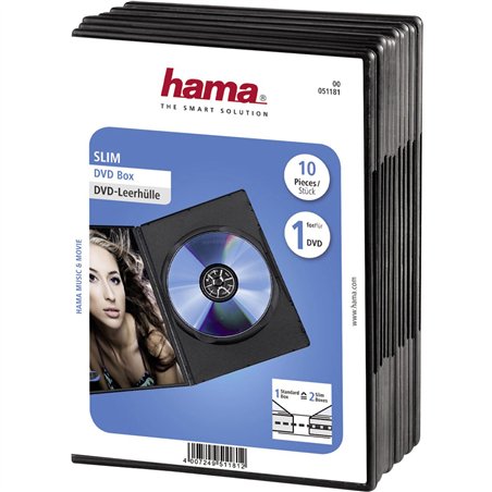 1x10 Hama Custodie DVD Slim 50% risparmio spazio    51181