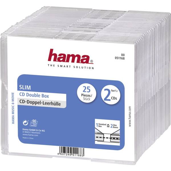 1x25 Hama Custodie CD CD-Box- Slim Double                51168