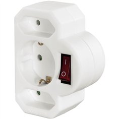 Hama Multistecker, 3-fold con Interruttore bianco