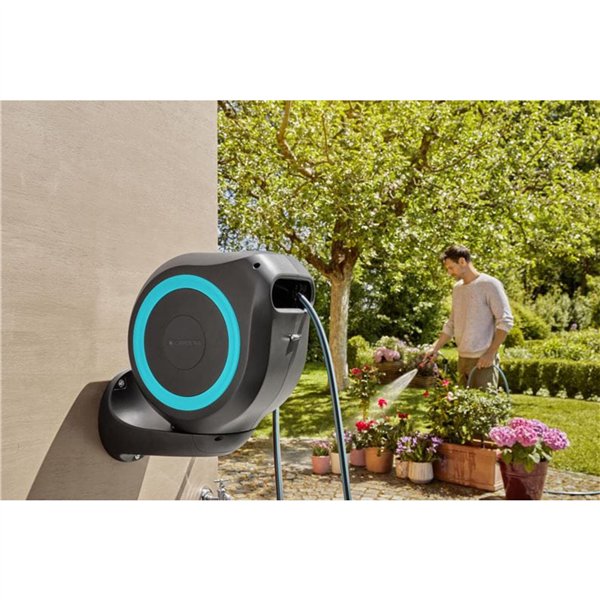 Gardena avvolgitubo a parete RollUp M (turchese) 20 m