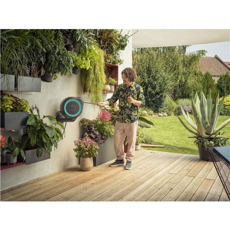 Gardena avvolgitubo a parete RollUp M (turchese) 20 m