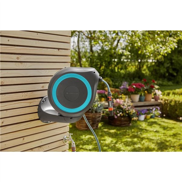 Gardena avvolgitubo a parete RollUp M (turchese) 20 m