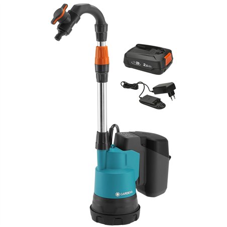 Gardena 2000/2 18V P4A kit pompa a cist.acqua piov.a batt.