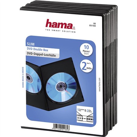 1x10 Hama custodie DVD doppie Slim 75% di spazio in meno 51184