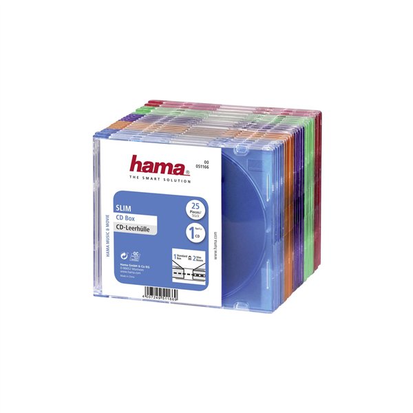 1x25 Hama Custodie CD Slim Box colorato              51166