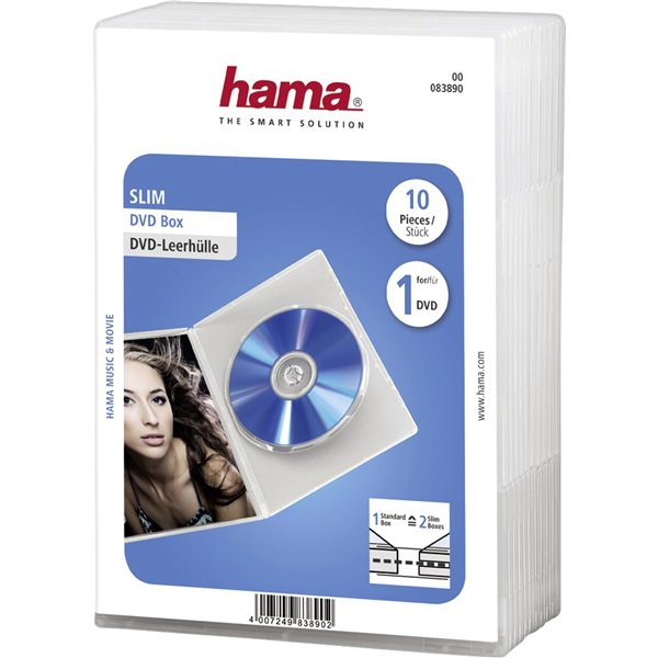 1x10 Hama Custodie DVD Slim trasparente 50% risp.spazio83890