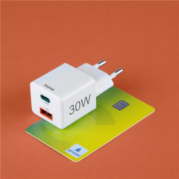 Hama mini caricab. rapido PD 30W 1xUSB-C/1xUSB-A bianco    201992