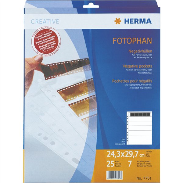 Herma Negative pockets da 5pz. PP chiaro       25 fogli    7761