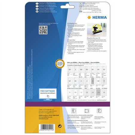 Herma CD-Etichette rotonde 116 25 fogli DIN A4 50 pezzi 5115