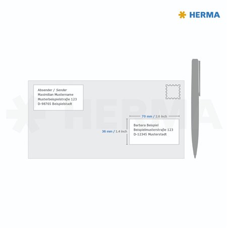 Herma etichette 70x36 bianco 10 fogli DIN A4 240 pezzi   8638