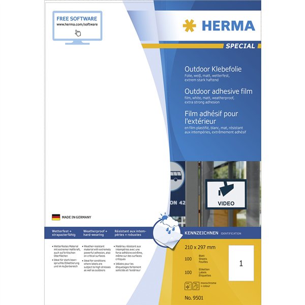 Herma etich. bianche 210X297 50 f. DIN A4 50 pezzi 9501