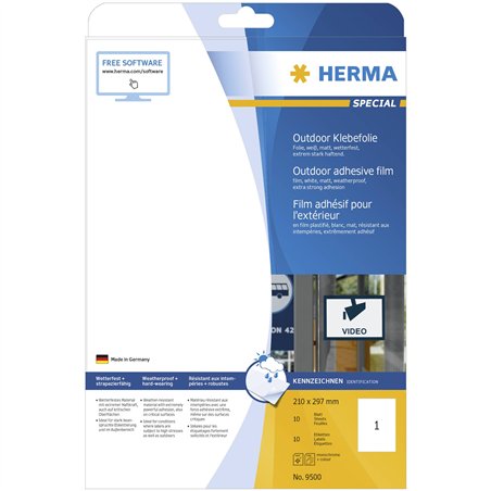 Herma etich. bianche 210X297 50 f. DIN A4 10 pezzi 9500