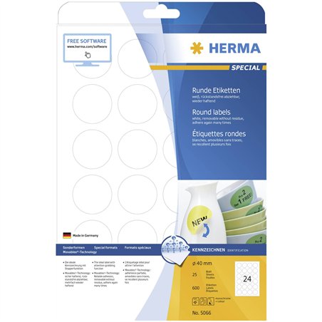 Herma Movable etichette roto.40 25 fogli DIN A4 600 pezzi 5066