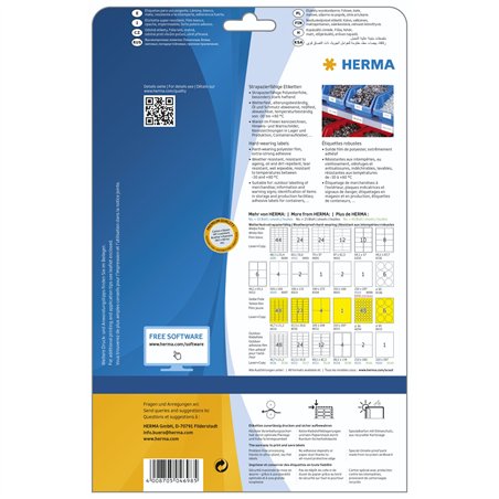 Herma etichette resist.  210x297 25 fogli A4 25 pezzi 4698