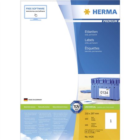Herma Prem. etichette 210x297 100 p. DIN A4 100 pezzi 4428