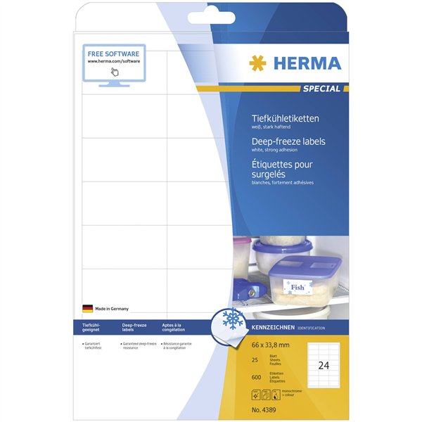Herma etich. cong. bianc 66X33,8 25 fogli A4 600 pezzi 4389