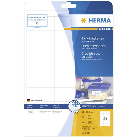 Herma etich. cong. bianc 66X33,8 25 fogli A4 600 pezzi 4389