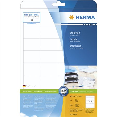 Herma Prem. etichette 48,3x33,8 25 fogli DIN A4 800 pezzi 4200