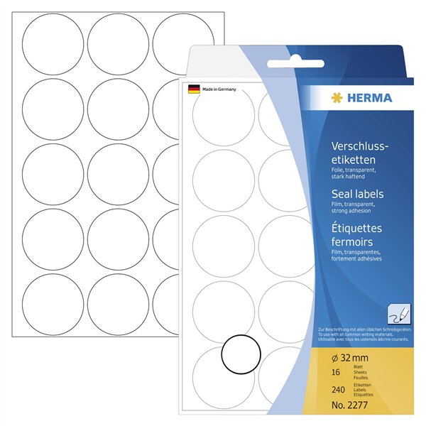 Herma etich. chiusura rotonde 32 16 fogli 111x170 240 pezzi  2277