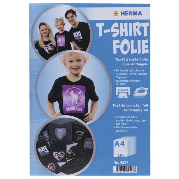Herma T-Shirt pellicola A4 per tessuti neri e scuri 10 fo. 4527