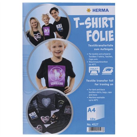 Herma T-Shirt pellicola A4 per tessuti neri e scuri 10 fo. 4527