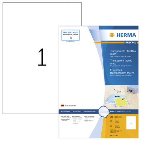 Herma etichette trasp.  210X297 100 fogli DIN A4 80 pezzi 10783