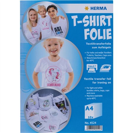 Herma T-Shirt Folie A4 für helle + weiße Textilien 10 Blatt  4524