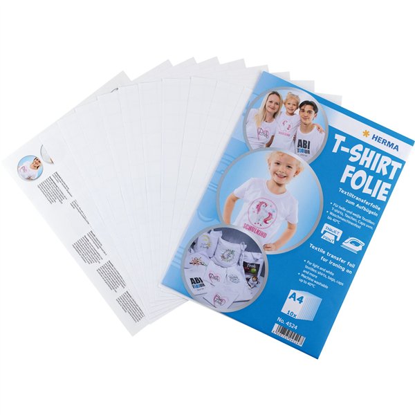 Herma T-Shirt Folie A4 für helle + weiße Textilien 10 Blatt  4524