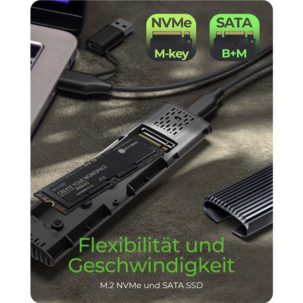 ICY BOX IB-1808MCT-CU31 USB-C M.2 NVMe & SATA SSD alloggiam.