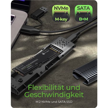 ICY BOX IB-1808MCT-CU31 USB-C M.2 NVMe & SATA SSD alloggiam.