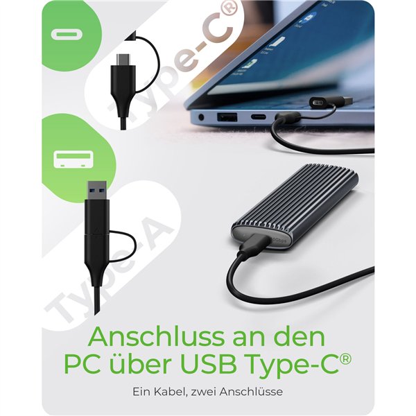 ICY BOX IB-1808MCT-CU31 USB-C M.2 NVMe & SATA SSD alloggiam.