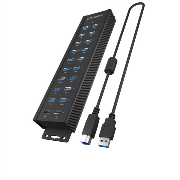 ICY BOX IB-HUB1720-U3 18+2 Port USB Hub, 96W Aliment.