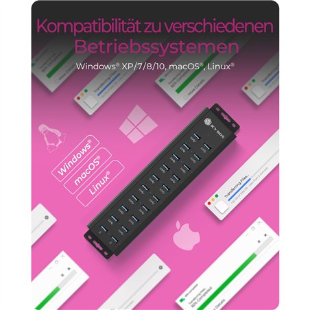 ICY BOX IB-HUB1720-U3 18+2 Port USB Hub, 96W Aliment.