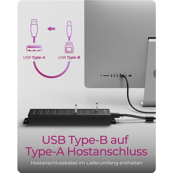 ICY BOX IB-HUB1720-U3 18+2 Port USB Hub, 96W Aliment.